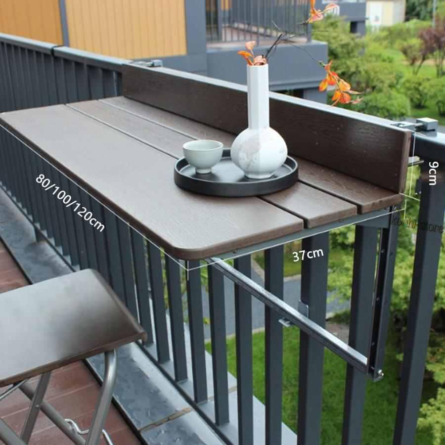 バルコニー折りたたみ吊り下げテーブル 高さ調節可能 手すりダイニング折りたたみテーブル 省スペースカウンターエクステンション 屋外ベランダ机 壁掛け_1