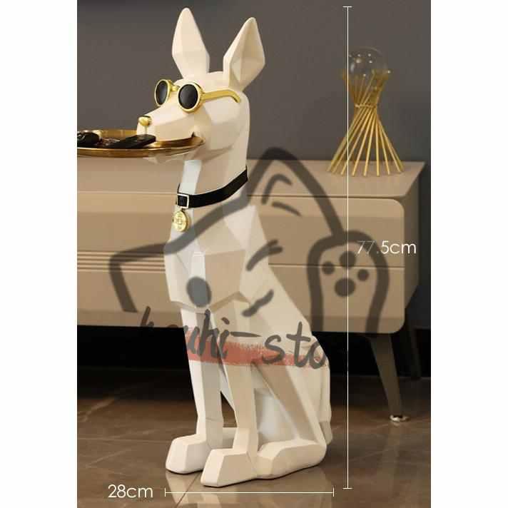 トレイを咥えた ドーベルマン 装飾 オブジェ 置物 犬 かわいい 雑貨