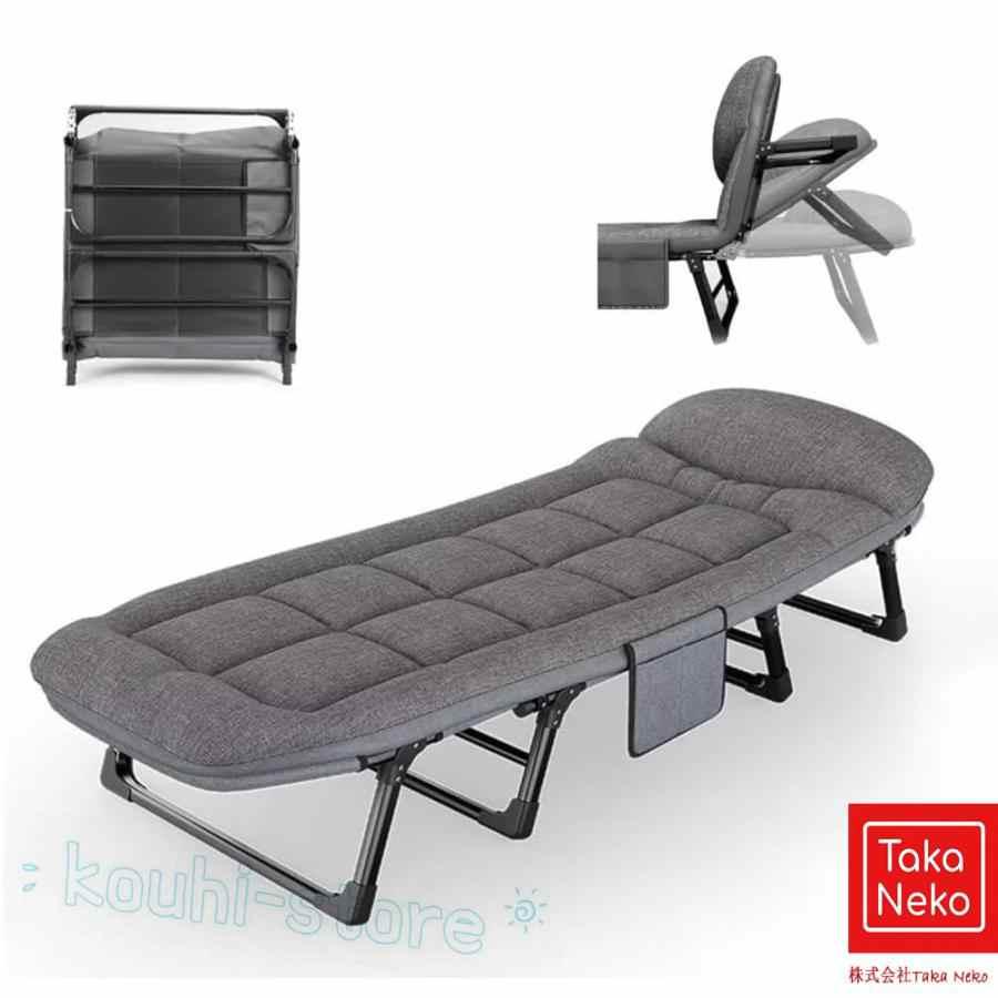 コット　キャンプ　折りたたみ簡易ベッド グレー 収納袋付 キャンプコット 折り畳みベッド アウトドア用折りたたみベッド 簡易