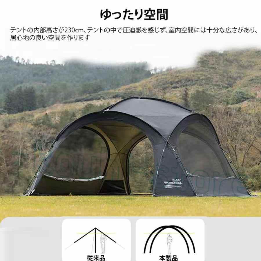 ドーム型テント ドーム型シェルター 半球状ドーム型シェルター シェルターテント ドームテント シェードサンシェード 自立 UV 8?10人用 煙突穴付きの画像