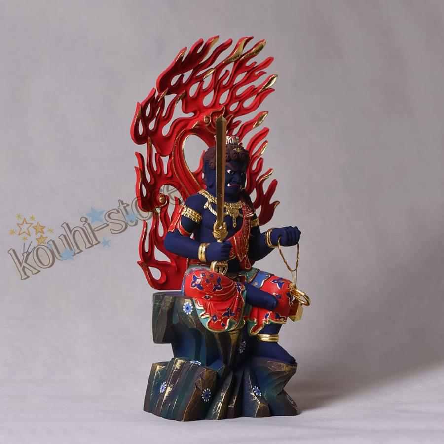 不動明王 仏像 木彫り ツゲ 守り本尊 木製 厄除け 魔除け (不動明王像
