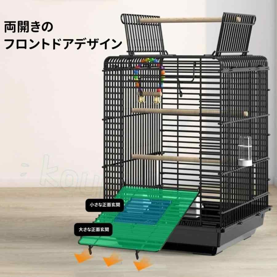 鳥かご 鳥ケージ バードケージ 中型 セキセイインコケージ 複数飼い 天窓付き 餌入れ 掃除しやすい 40x40x59cm セキセイインコ オカメインコ 文鳥 ケージ ゲージの画像