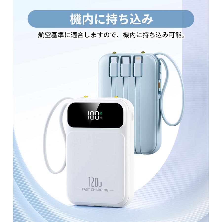 22.5W急速充電】モバイルバッテリー 20000mAh 大容量 ケーブル内蔵 5台