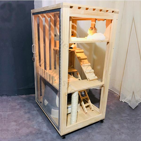 【推し】 人気新品★豪華２層ネコハウス 別荘 猫部屋 繁殖 アパート自由出入りドア 冬防寒 アパート ペット　キャット別墅 【VQL1732339954】(61640円)