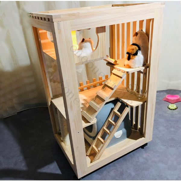 【推し】 人気新品★豪華２層ネコハウス 別荘 猫部屋 繁殖 アパート自由出入りドア 冬防寒 アパート ペット　キャット別墅 【VQL1732339954】(61640円)