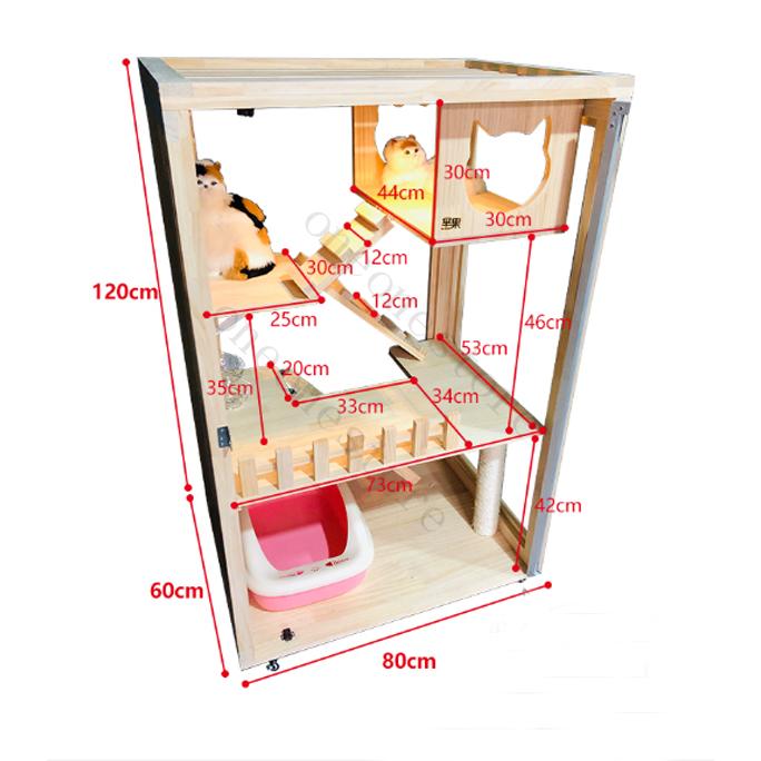 【推し】 人気新品★豪華２層ネコハウス 別荘 猫部屋 繁殖 アパート自由出入りドア 冬防寒 アパート ペット　キャット別墅 【VQL1732339954】(61640円)