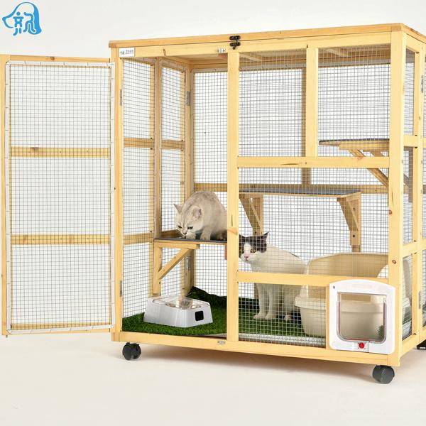 【新品未開封】 豪華別荘 猫かご 通気性 猫ペット 猫ハウス お手入れが簡単 キャットタワー コレクションケース 360度回転キャスター 自由に移動可 木製 【UOI7307076577】(26000円)