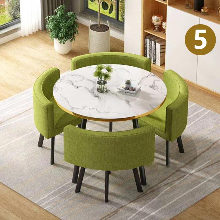 現品発送 大理石柄の様な 丸型デザイン 応接セット 会議用テーブル ミーティングテーブル 会議机 商談役員簡易応接 会議用 集会用 【TMF1053764397】(37495円)