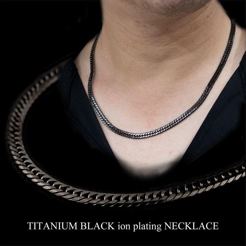 チタン 喜平ネックレス ダブル喜平6面カット 50cm チェーン 4.5mm幅 (ブラックイオンプレーティング加工) 金属アレルギー対応 ブラックイオンプレーティング加工 喜平ネックレス ダブル喜平6面カット 50cm チェーン 5mm幅 金属アレルギー対応 6面カット