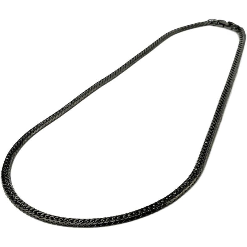 チタン 喜平ネックレス ダブル喜平6面カット 50cm チェーン 4.5mm幅 (ブラックイオンプレーティング加工) 金属アレルギー対応 ブラックイオンプレーティング加工 喜平ネックレス ダブル喜平6面カット 50cm チェーン 5mm幅 金属アレルギー対応 6面カット