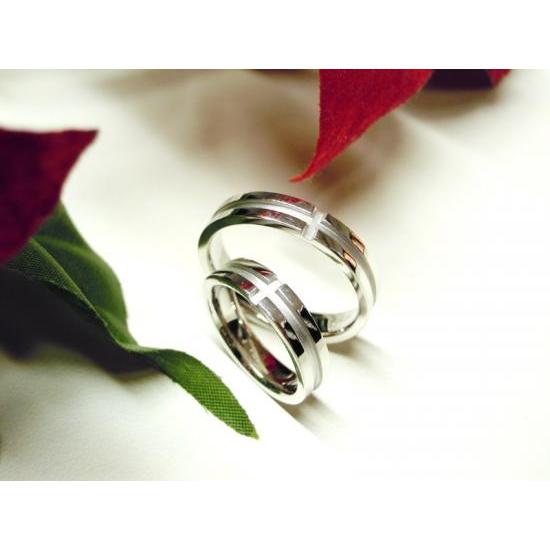 超特盛ミラクルプライス 鍛造 結婚指輪 プラチナ pt900 マリッジリング ペア 結婚リング クロス 十字架 デザイン 平打ち ペアリング 3.5mm つや消し 光沢 コンビ 【YWU3619584258】(128800円)