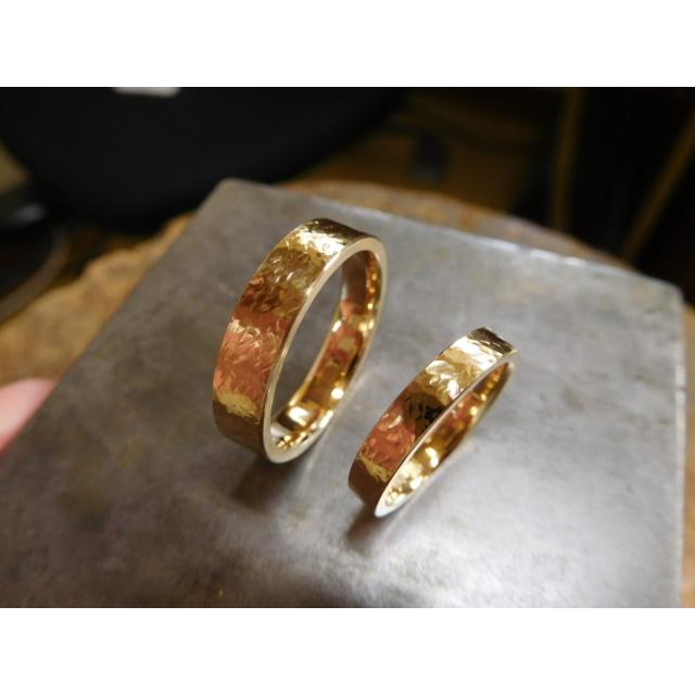 鍛造 結婚指輪 ゴールド 18k 18金 k18 マリッジリング ペア 結婚リング