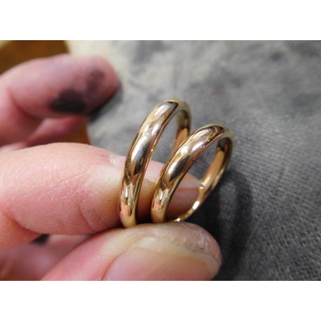 ゴールド結婚指輪【本物の鍛造】ぽってりしたボリュームがある甲丸リング〜厚みもあり幅3.3ミリで重厚感もGOOD｜kouki