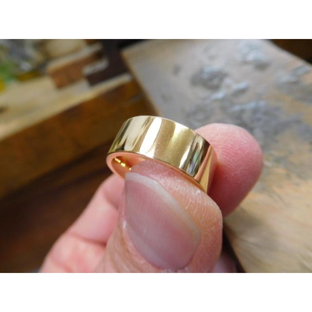 鍛造 指輪 リング ゴールド 18k 18金 k18 幅広 太い 太め シンプル