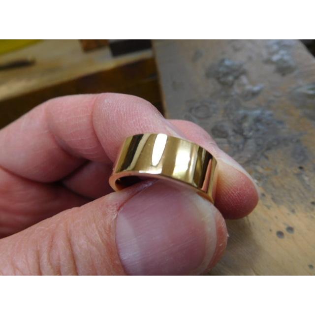 鍛造 指輪 リング ゴールド 18k 18金 k18 幅広 太い 太め シンプル