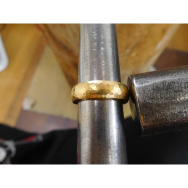 k18平甲丸槌目リング　鍛造　20号 kouki_t028