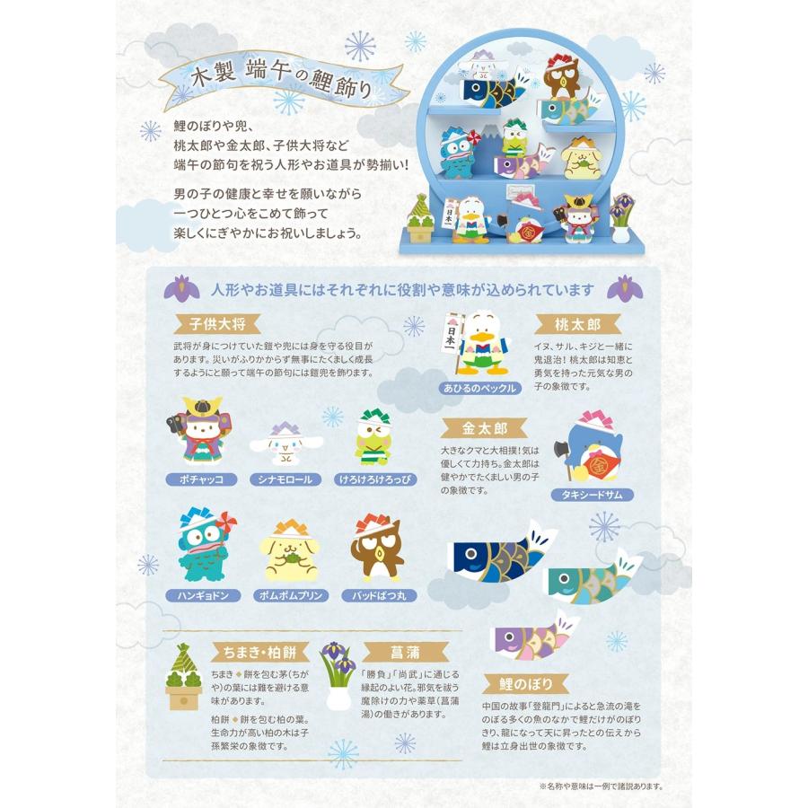サンリオキャラクターズ 名前旗セット】木製端午の鯉飾り 円型 木製 