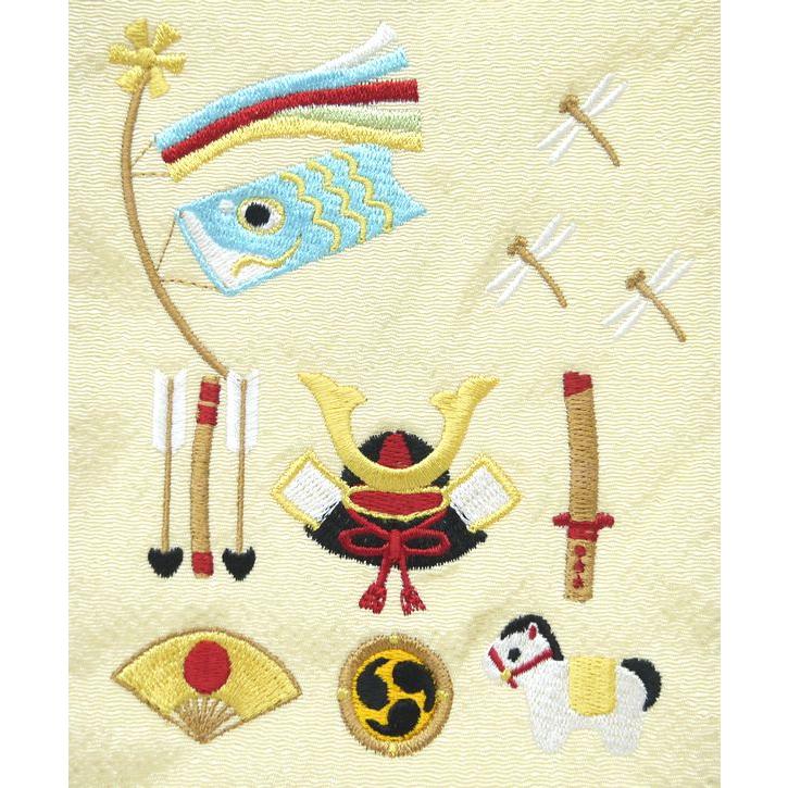 ちりめん刺繍名前旗（特中）兜に鯉（ベージュ） ふりがな対応 室内飾り 刺繍名旗 名前旗 刺繍 五月人形 男の子 端午の節句 こどもの日 初節句 送料無料 SO-130の画像