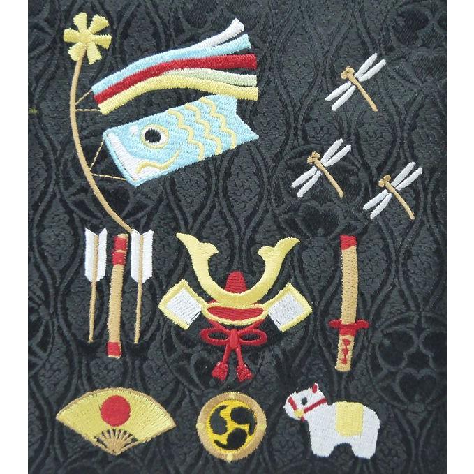 ジャガード刺繍名前旗（特中）兜に鯉（黒） ふりがな対応 室内飾り 刺繍名旗 刺繍 名前旗 五月人形 男の子 端午の節句 こどもの日 初節句 送料無料 SO-139の画像