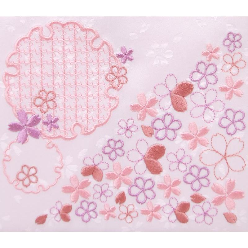 雪輪桜 特中】 名前旗 薄ピンク 女の子 総刺繍 名入れ 命名旗 雛人形