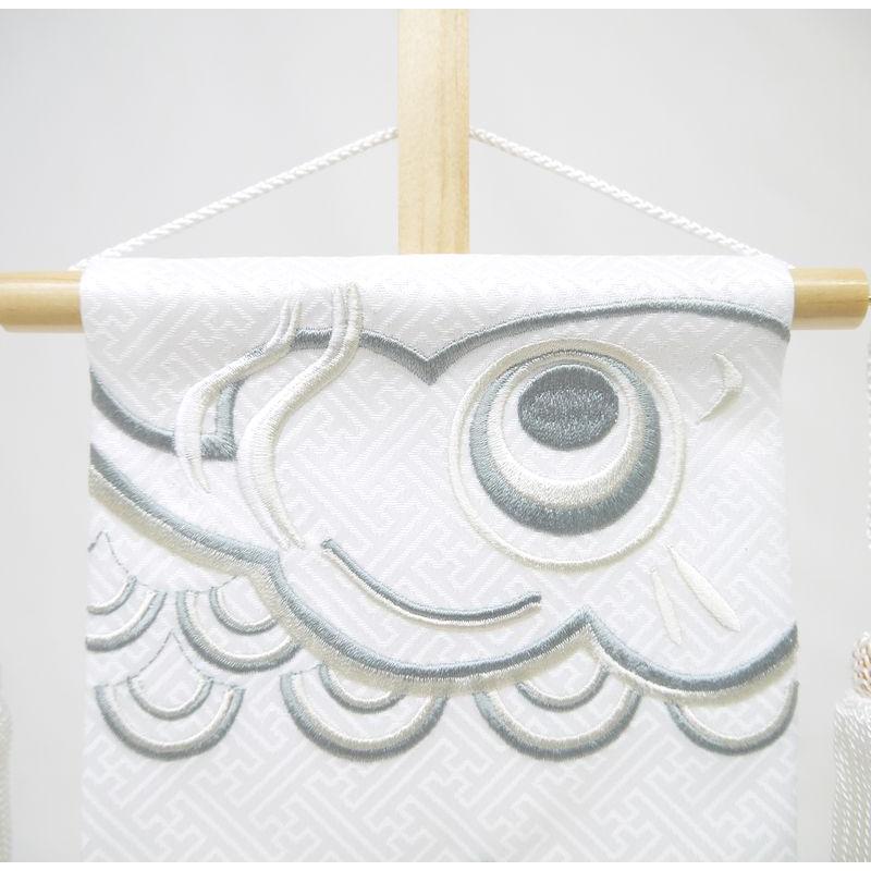 【こいのぼり 小】ライトグレー/ブラウン 名前旗 白 男の子 総刺繍 命名旗 名入れ 五月人形 小サイズ 端午の節句 初節句 刺繍 室内飾り 送料無料 SO-178の画像