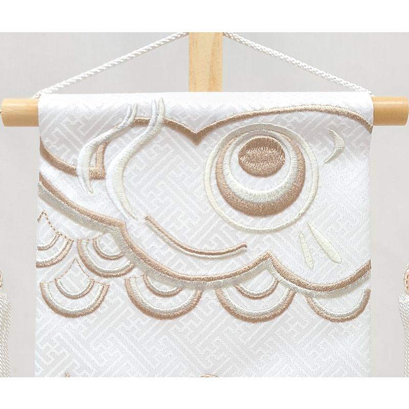 【こいのぼり 小】ライトグレー/ブラウン 名前旗 白 男の子 総刺繍 命名旗 名入れ 五月人形 小サイズ 端午の節句 初節句 刺繍 室内飾り 送料無料 SO-178の画像