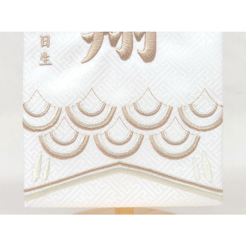 【こいのぼり 小】ライトグレー/ブラウン 名前旗 白 男の子 総刺繍 命名旗 名入れ 五月人形 小サイズ 端午の節句 初節句 刺繍 室内飾り 送料無料 SO-178の画像