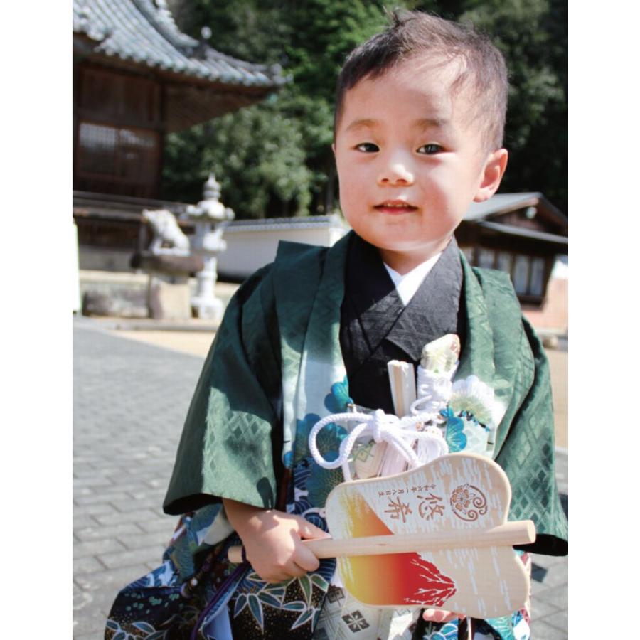 吉祥軍配飾り 赤富士】家紋入れ 花個紋入れ 名前札 男の子 名入れ 五月