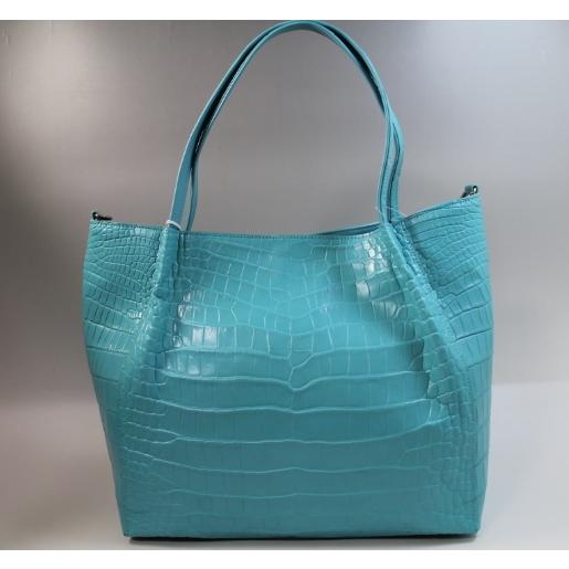 ターコイズ クロコダイル風 ハンドバッグ ターコイズ クロコダイル風 ハンドバッグ ターコイズ クロコダイル風