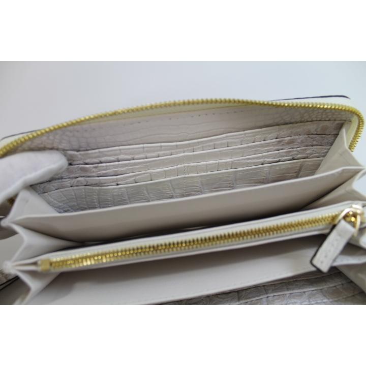 クロコダイル 財布 本革 ヒマラヤ 一枚革 センター取り 内側も