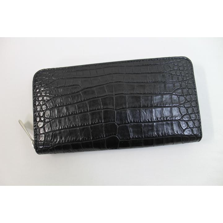 クロコダイル 財布 長財布 ラウンド メンズ レディース 本革 ブラック