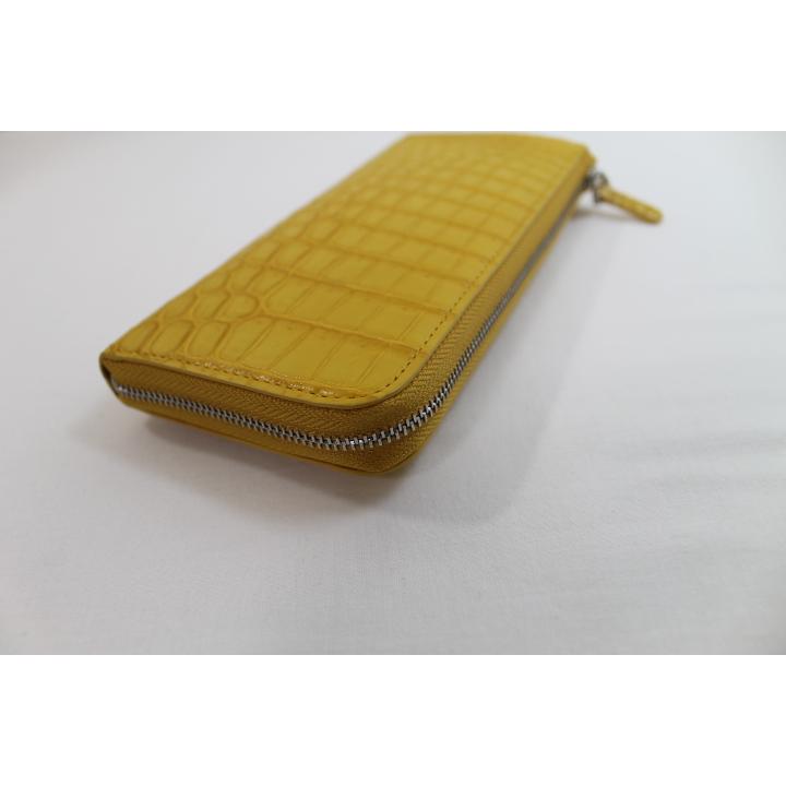 クロコダイル 財布 長財布 本革 束入れ イエロー マット仕上げ 最高品質 クロコダイル 財布 長財布 メンズ レディース 本革L字ファスナー