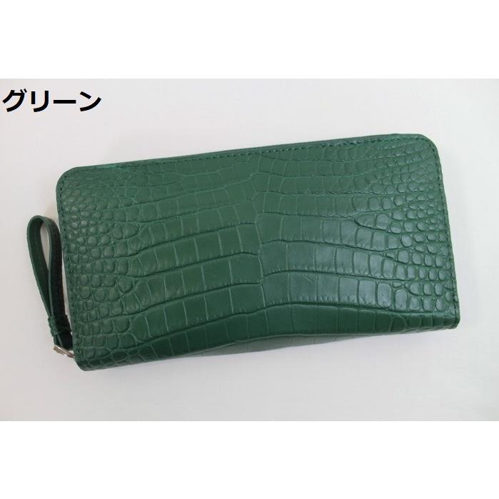 感謝報恩 クロコダイル 財布 本物 【新入荷】マット仕上げ グリーン 緑