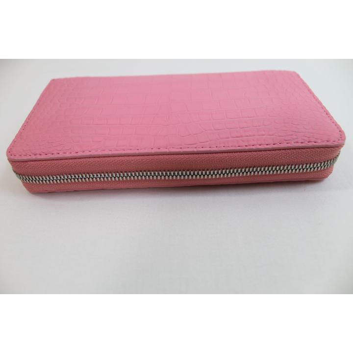 【専用】クロコダイル 財布 長財布 本物 一枚革 ピンク マット仕上げ 本日ポイント5倍】クロコダイル 財布 長財布 ラウンド メンズ