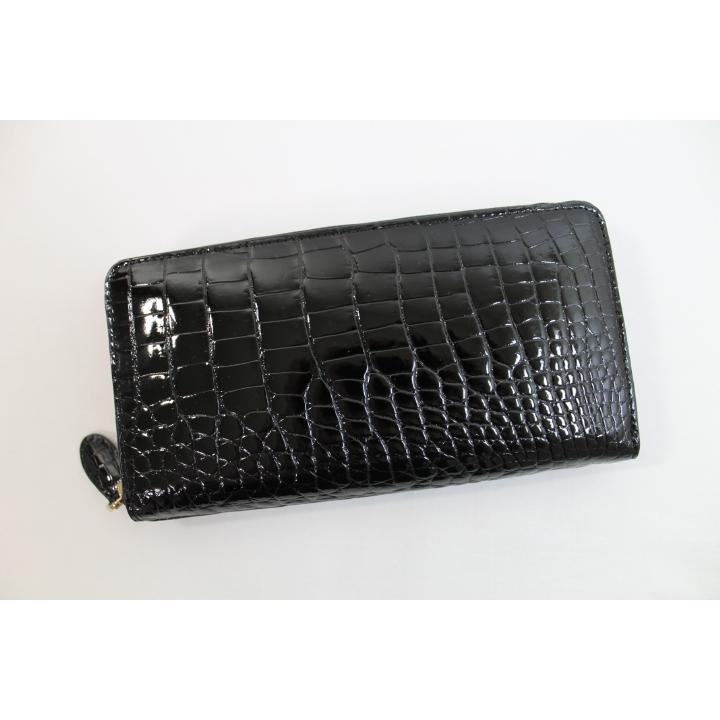 クロコダイル 財布 本物 ブラック シャイニング加工 オーダー クロコダイル 財布 本物 ブラック シャイニング加工 オーダー