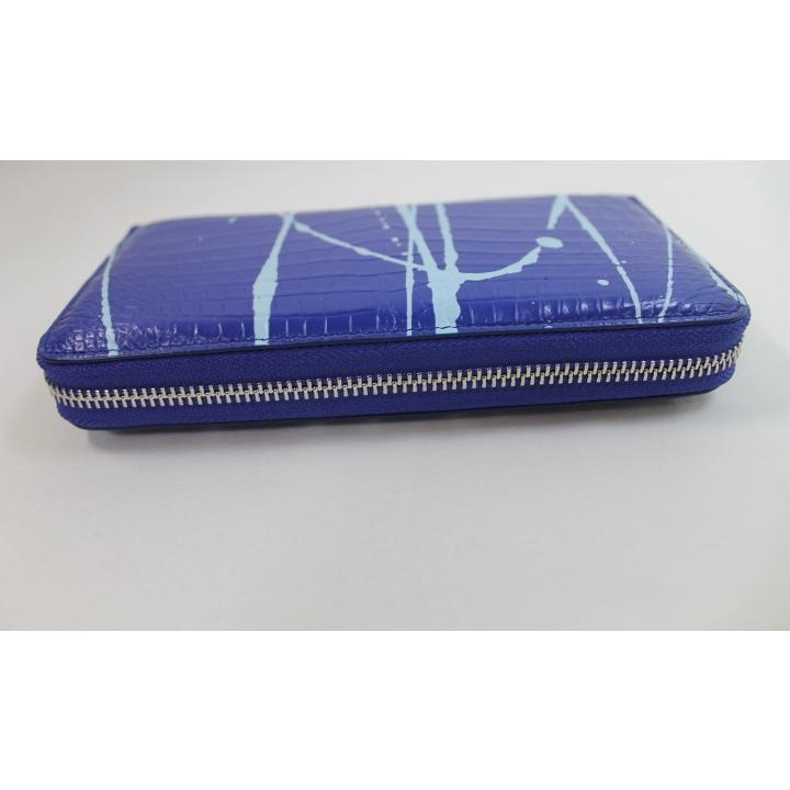 クロコダイル 財布 長財布 本物 ラウンドファスナー 手染め 一枚革