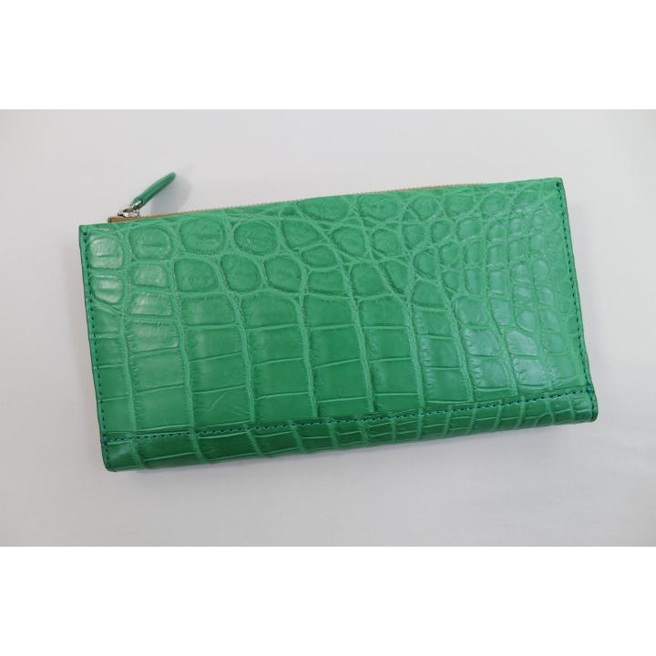 【専用】クロコダイル 財布 本物 マット仕上げ グリーン 緑 ヘンローン社製 本日終了5%クーポンあり〕クロコダイル 財布 長財布 ラウンド メンズ