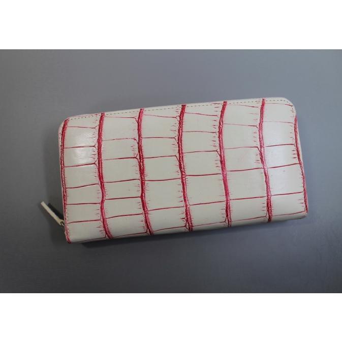 ポイントアップ】クロコダイル 長財布 目地染め バニラピンク ワニ本革  