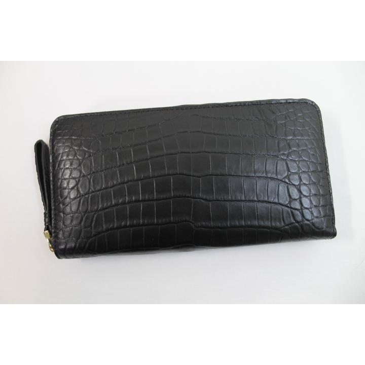 ゴールド金具 ブラック クロコダイル 長財布 財布 メンズ 本革