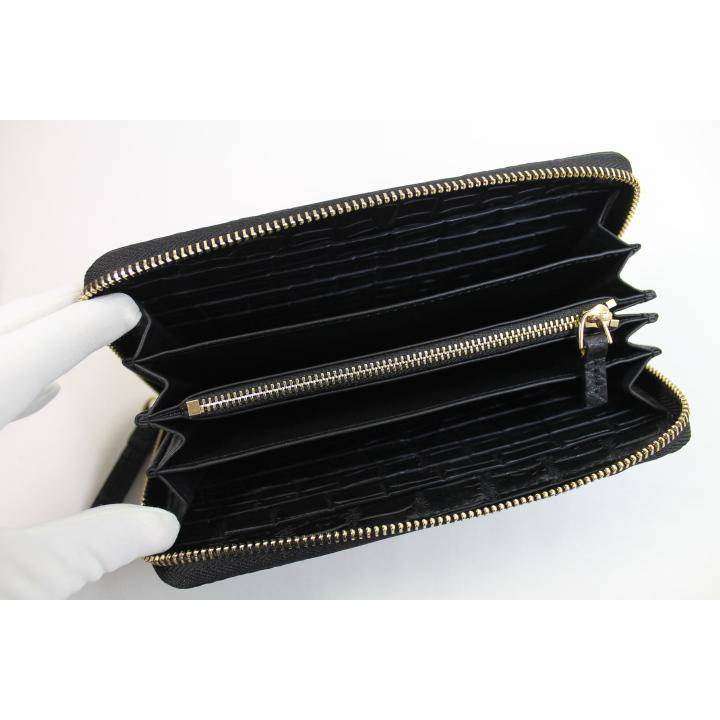 本革 クロコダイルスキン ブラック 長財布 本日終了10%OFFクーポン】ゴールド金具 ブラック クロコダイル 長財布