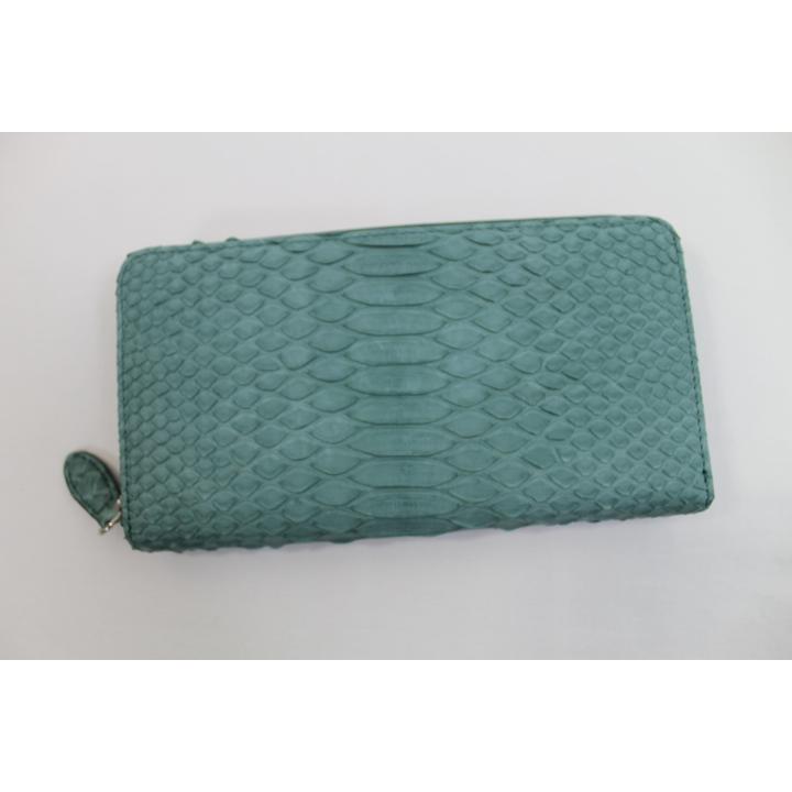 最上級品】 パイソン 財布 長財布 蛇革 ヘビ革 グリーン 緑 