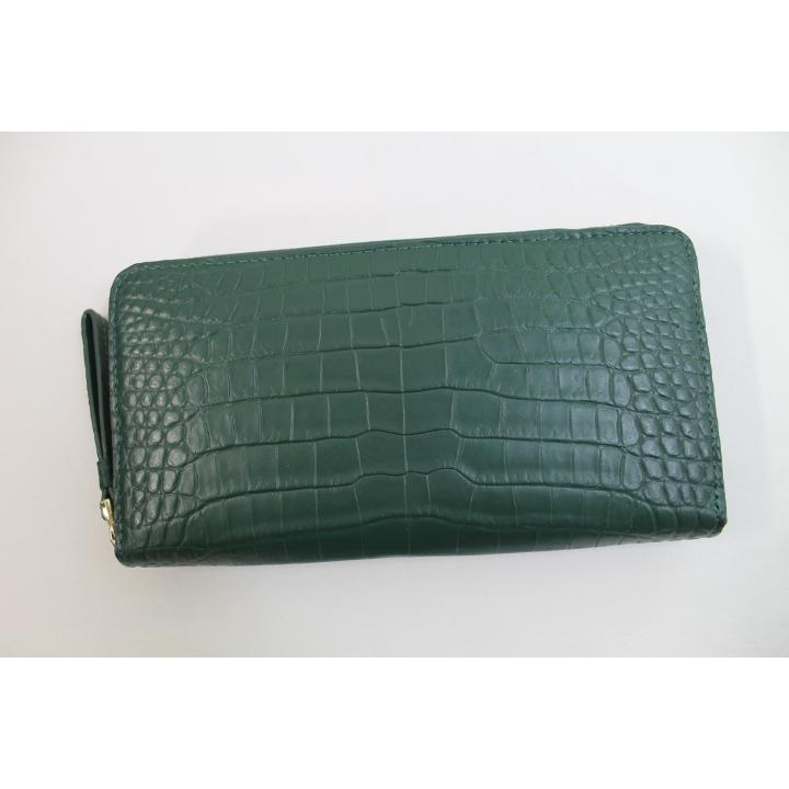 【専用】クロコダイル 長財布 グラデーション グリーン ラウンド 一枚革 5のつく日P5倍〕グリーン クロコダイル 長財布 財布 メンズ 本革