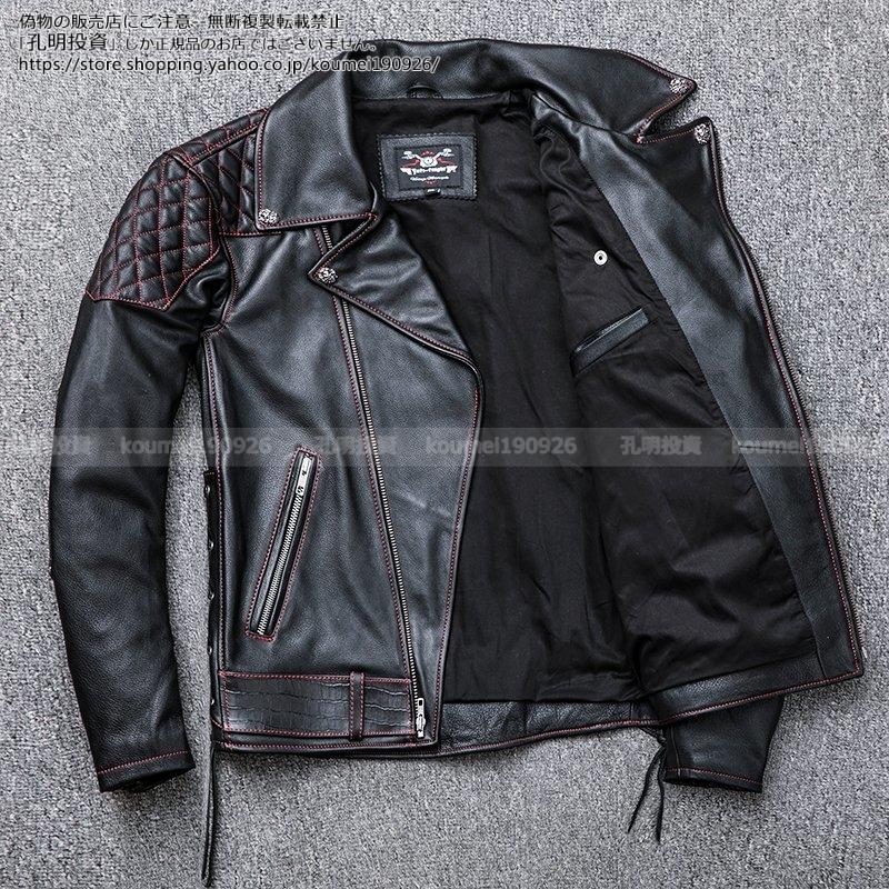 レザージャケット メンズ 革ジャン 本革 バイク ライダース 牛革 ダブル ショート スリムタイプ 細身 ブランド ジャケット