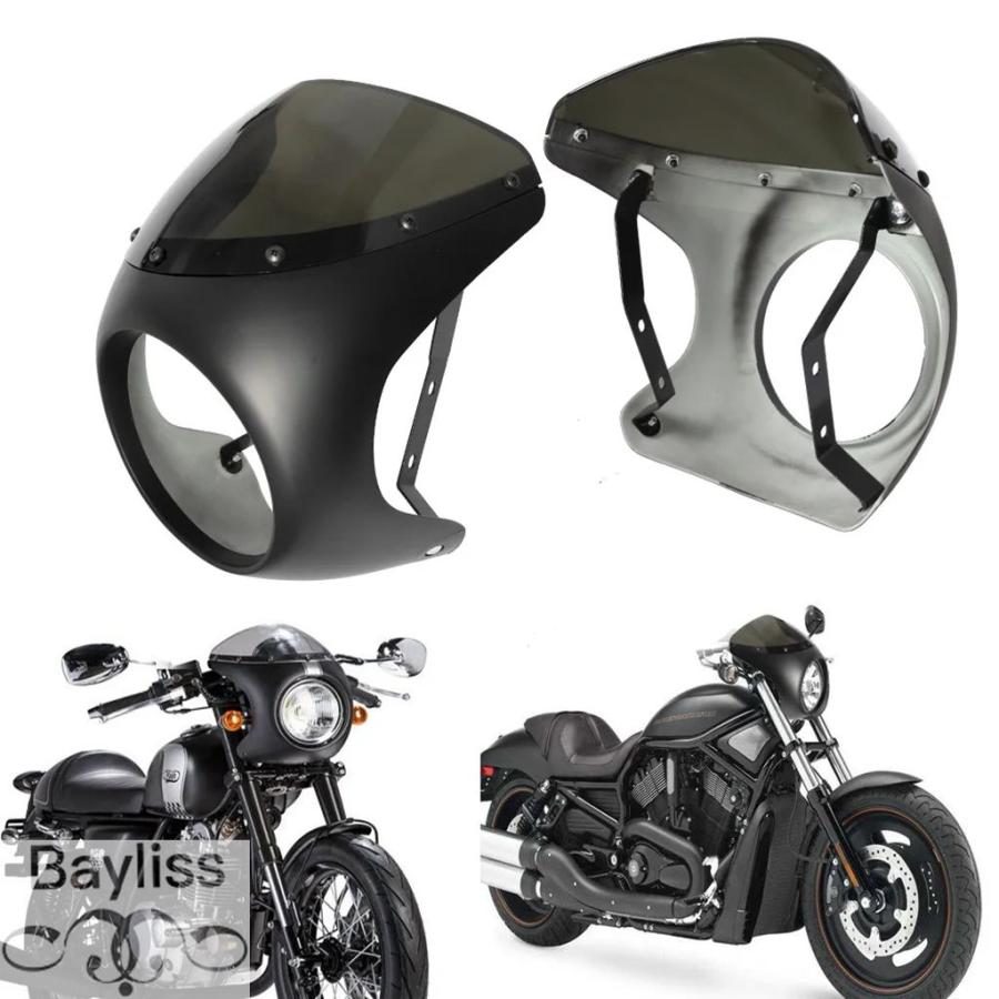並行輸入品】カフェレーサーバイク用丸いヘッドライトスクリーン