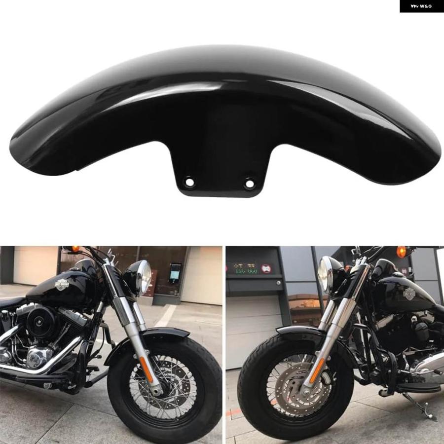ハーレー　フロントフェンダー 並行輸入品】オートバイ グロスブラックフロントフェンダーショート