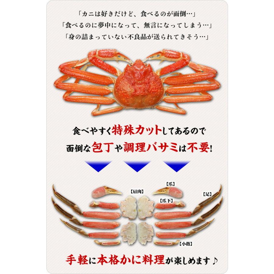 カニ かに 蟹 ズワイガニ ポーション 刺身 カット生ずわい蟹 A.一番人気の定番品700g(総重量1kg) B.特大棒 ポーション 300g C.特大爪/爪下/肩肉1kg｜kouragumi｜04