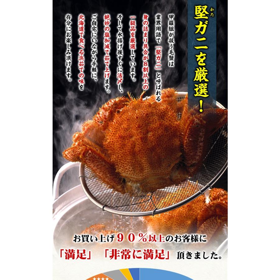 カニ かに 蟹 毛蟹 毛ガニ 北海道 オホーツク海の流氷海明け プレミアム毛蟹 紋別ニチモウ加工の一級品 選べるサイズ ギフト 贈り物 誕生日 父の日 FF｜kouragumi｜03