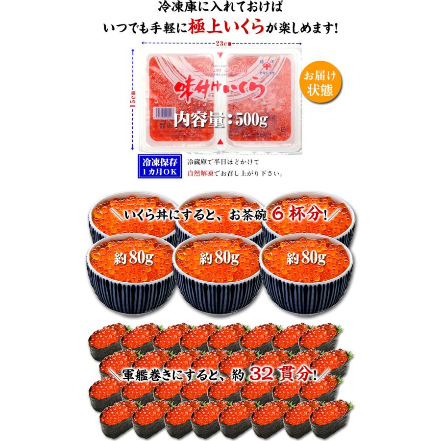 甲羅組 いくら 醤油漬け 鮭 北海道産 極上 500g (250g×2) 約6