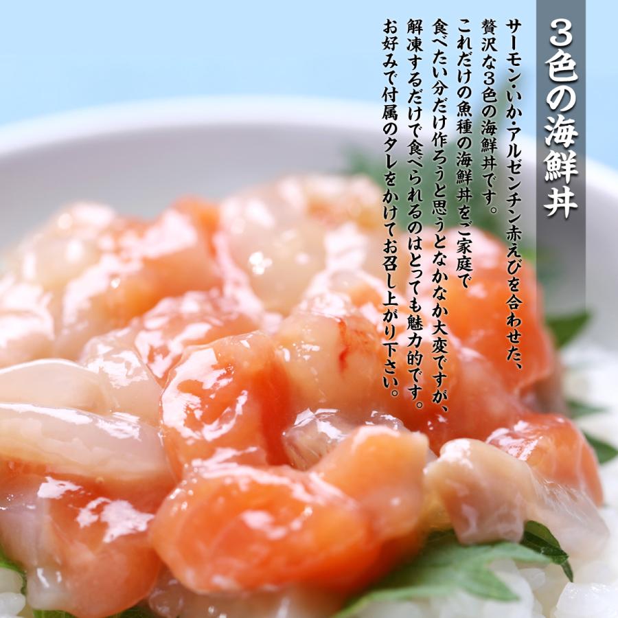 ３種の具材の海鮮丼 ２食入×２個セット サーモン いか 赤えび 個食タイプ 時短5分｜kouragumi｜03