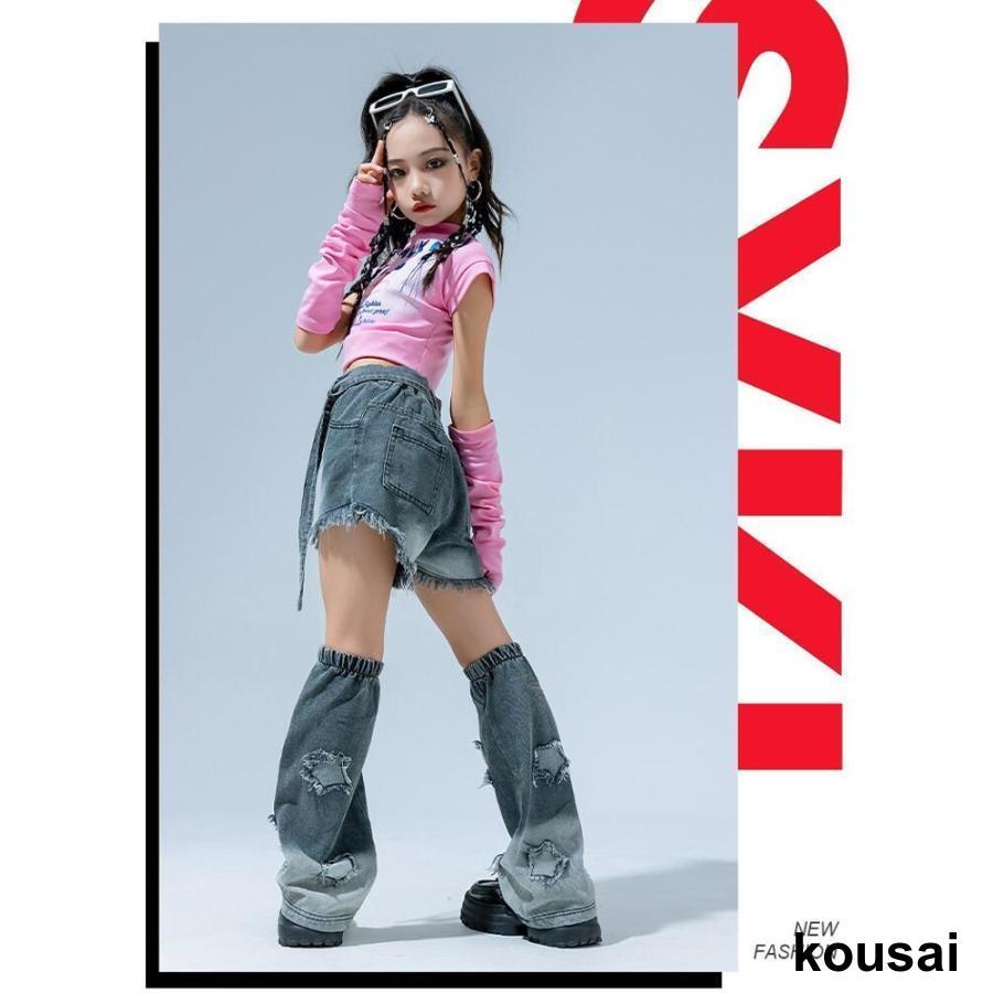 【きゅきゅ】ラブブ　コスチューム　靴　服　セットアップ デニム キッズ ダンス衣装 セットアップ トップス シンプル